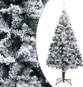 Artificial Pre-lit Christmas Tree with Flocked Snow Green 300cm PVC