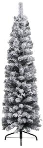Slim Artificial Christmas Tree with Flocked Snow Green 120 cm PVC