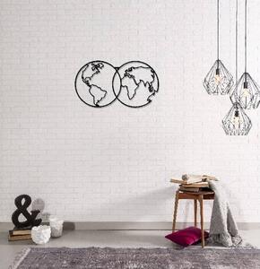 Homemania Wall Decoration World Map 9 60x34 cm Metal Black