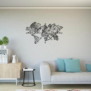 Homemania Wall Decoration World Map 100x60 cm Metal Black