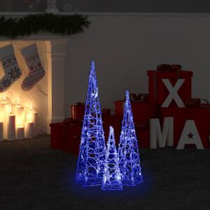 Acrylic Decorative LED Light Cone Set Blue 30/45/60cm