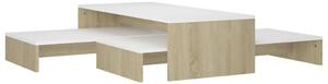 Nesting Coffee Table Set White and Sonoma Oak 100x100x26.5 cm