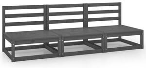 Garden 3-Seater Sofa Black Solid Pinewood