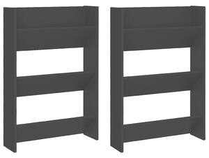 Wall Shoe Cabinets 2 pcs Black 60x18x90 cm Engineered Wood
