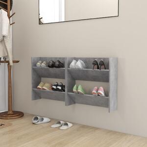 Wall Shoe Cabinets 2 pcs Concrete Grey 60x18x60 cm Engineered Wood