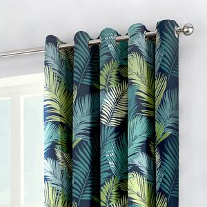 Fusion Tropical Teal Eyelet Curtains Teal (Green)