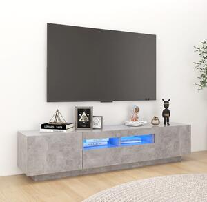 TV Cabinet with LED Lights Concrete Grey 180x35x40 cm