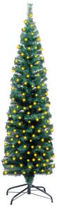 Slim Artificial Christmas Tree with LEDs&Stand Green 120cm PVC