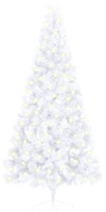 Artificial Half Christmas Tree with LED&Stand White 180 cm PVC