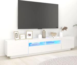 TV Cabinet with LED Lights High Gloss White 200x35x40 cm