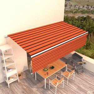Manual Retractable Awning with Blind 6x3m Orange&Brown