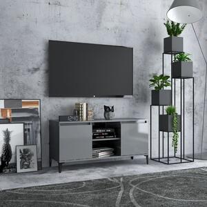 TV Cabinet with Metal Legs High Gloss Grey 103.5x35x50 cm