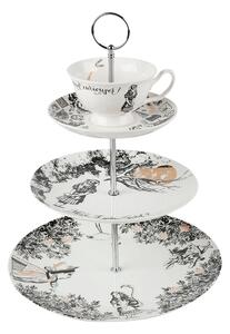 V&A Alice in Wonderland 3 Tier Cake Stand White/Black/Yellow