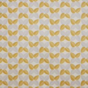 By the Metre Scandi Leaf Geo Ochre PVC Fabric Yellow/Grey
