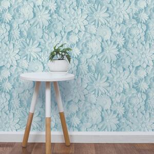 Dimensions Teal Floral 3D Wallpaper Blue