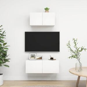 2 Piece TV Cabinet Set White Engineered Wood