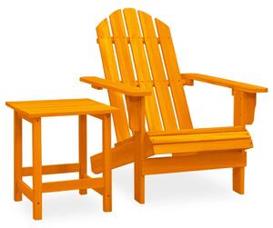 Garden Adirondack Chair with Table Solid Fir Wood Orange