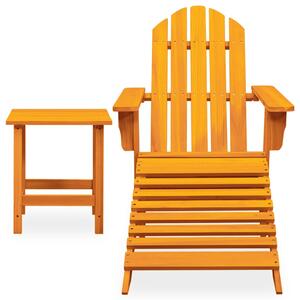 Garden Adirondack Chair with Ottoman&Table Solid Firwood Orange