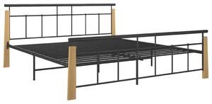 Bed Frame Metal and Solid Oak Wood 180x200 cm 6FT Super King