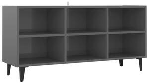 TV Cabinet with Metal Legs High Gloss Grey 103.5x30x50 cm
