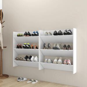 Wall Shoe Cabinets 2 pcs White 80x18x90 cm Engineered Wood