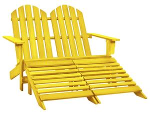 2-Seater Garden Adirondack Chair&Ottoman Fir Wood Yellow