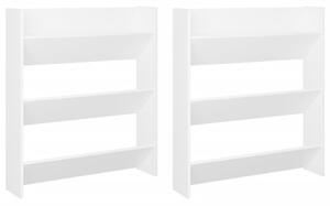 Wall Shoe Cabinets 2 pcs White 80x18x90 cm Engineered Wood