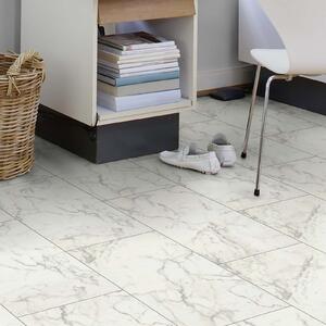 Falquon Flooring High Gloss Stone Effect Carrara Marble 8mm Tile Laminate Flooring