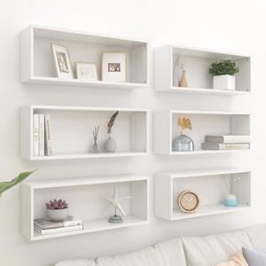 Wall Cube Shelf 6 pcs High Gloss White 60x15x23 cm Engineered Wood