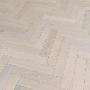Herringbone Parquet 14x90mm Ivory White Oak Lacquered Engineered Flooring