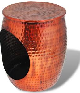 Hocker/Side Table Barrel Shape Copper Brown