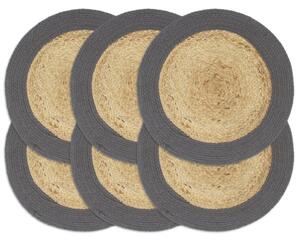 Placemats 6 pcs Natural and Anthracite 38 cm Jute and Cotton