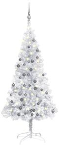 Artificial Christmas Tree with LEDs&Ball Set Silver 120 cm PET