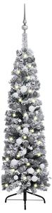 Slim Christmas Tree with LEDs&Ball Set&Flocked Snow Green 120cm