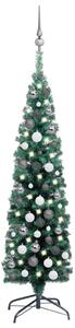 Slim Artificial Pre-lit Christmas Tree with Ball Set Green 120cm