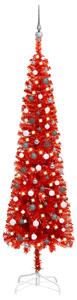 Slim Christmas Tree with LEDs&Ball Set Red 240 cm