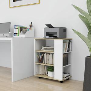 Rolling Cabinet White&Sonoma Oak 60x35x75 cm Chipboard