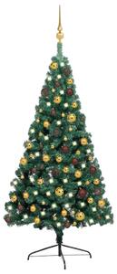Artificial Half Christmas Tree with LEDs&Ball Set Green 120 cm
