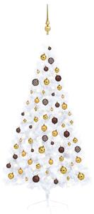 Artificial Half Christmas Tree with LEDs&Ball Set White 150 cm
