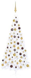 Artificial Half Pre-lit Christmas Tree with Ball Set White 240 cm
