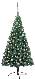 Artificial Half Christmas Tree with LEDs&Ball Set Green 180 cm