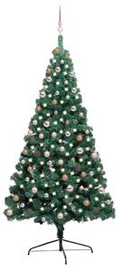 Artificial Half Pre-lit Christmas Tree with Ball Set Green 210 cm