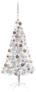 Artificial Pre-lit Christmas Tree with Ball Set Silver 120 cm PET