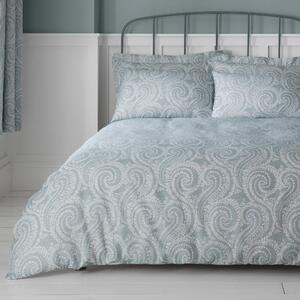 Abigail Blue Textured Cover and Pillowcase Set Blue and White