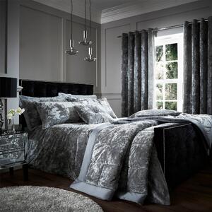 Catherine Lansfield Silver Crushed Velvet Duvet Cover and Pillowcase Set Silver