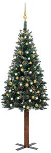 Slim Christmas Tree with LEDs&Ball Set Green 180 cm