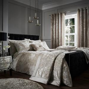 Catherine Lansfield Natural Crushed Velvet Duvet Cover and Pillowcase Set Brown