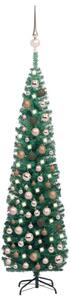 Slim Artificial Christmas Tree with LEDs&Ball Set Green 210 cm