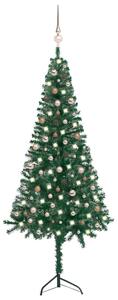Corner Artificial Christmas Tree LEDs&Ball Set Green 240 cm PVC