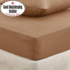 Non Iron Plain Fitted Sheet Brown
